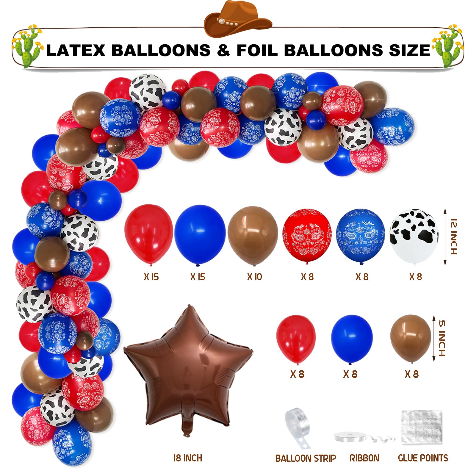 Fiesec My First Rodeo Boy's 1st Birthday Decorations Kit – 99 Pieces Cowboy Party Set with Balloons, Banners, Cake Topper