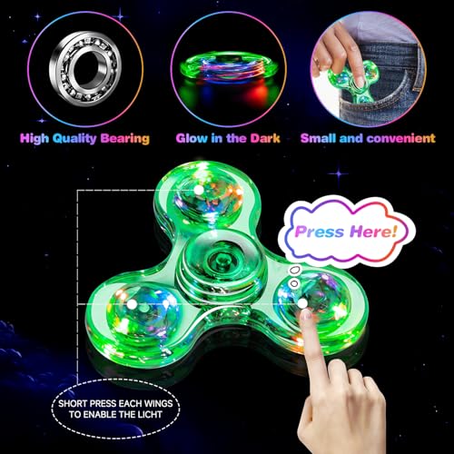 FIGROL 5-Pack Light Up Fidget Spinners – Glow in the Dark LED Toys for Kids, Party Favors & Classroom Prizes