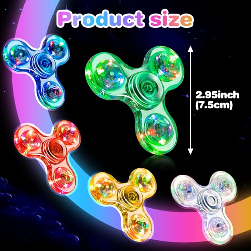 FIGROL 5-Pack Light Up Fidget Spinners – Glow in the Dark LED Toys for Kids, Party Favors & Classroom Prizes