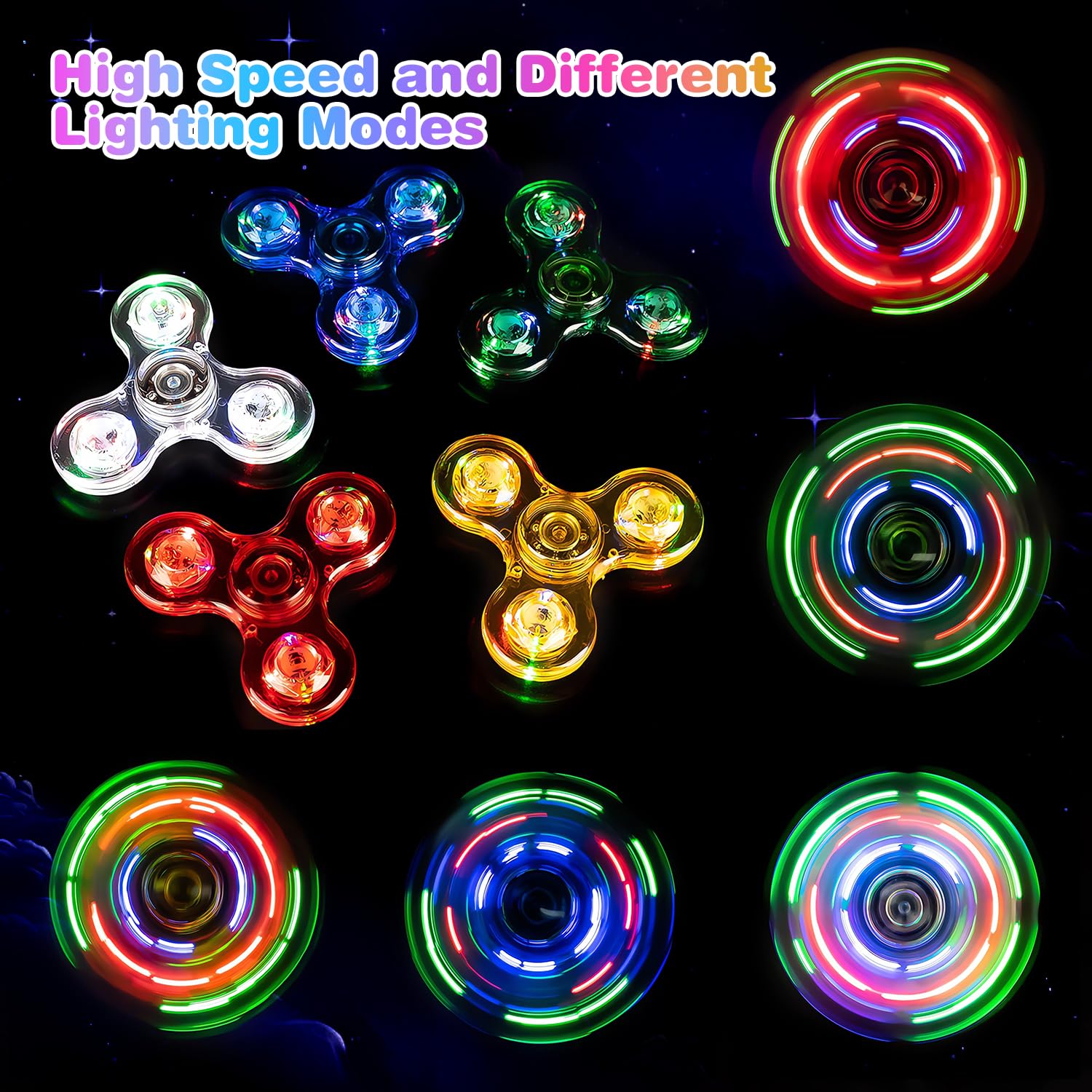 FIGROL 5-Pack Light Up Fidget Spinners – Glow in the Dark LED Toys for Kids, Party Favors & Classroom Prizes