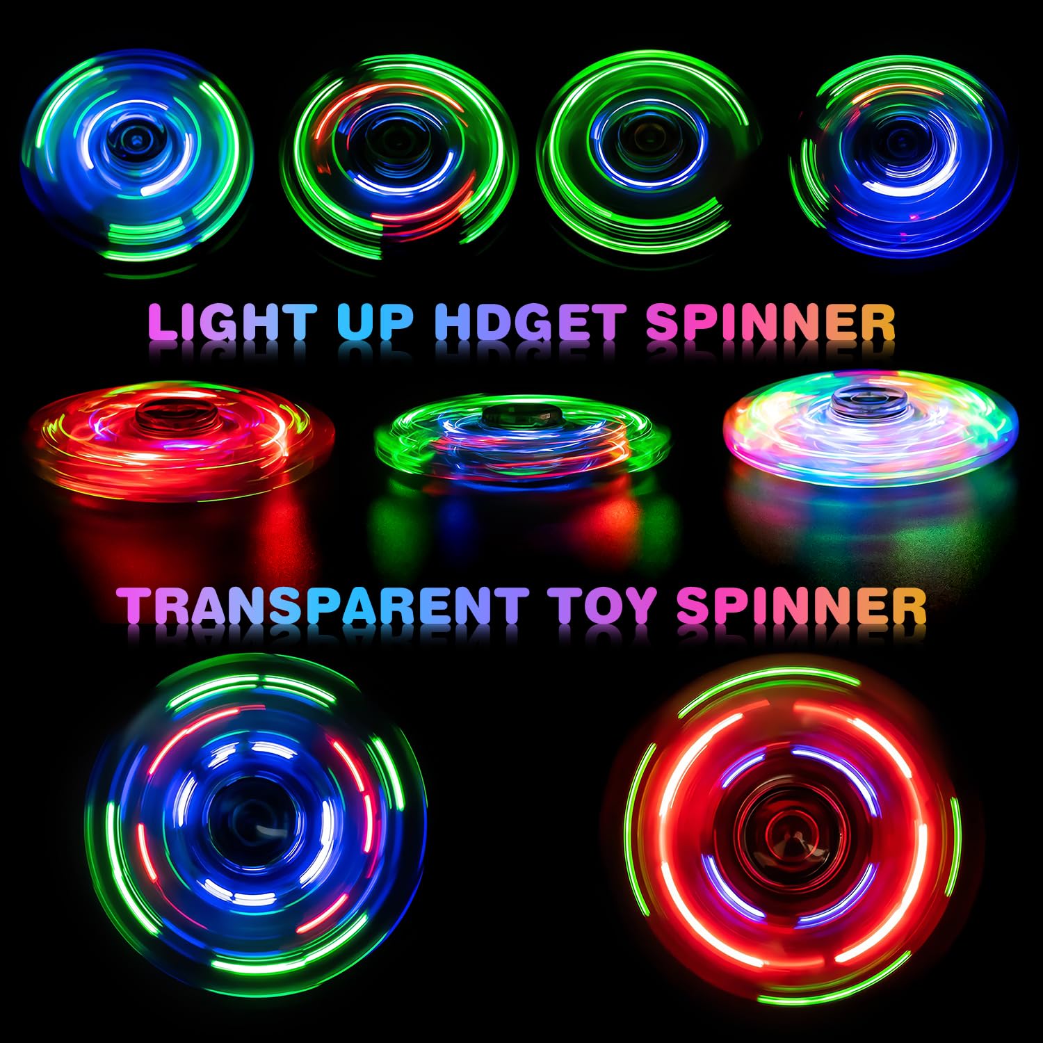 FIGROL 5-Pack Light Up Fidget Spinners – Glow in the Dark LED Toys for Kids, Party Favors & Classroom Prizes