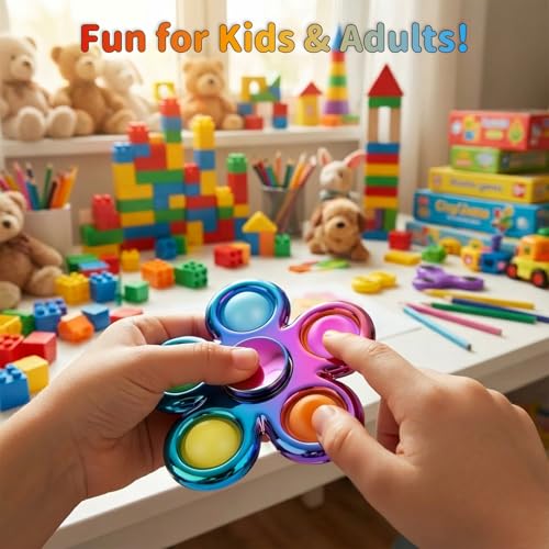Figrol Fidget Spinner 3 Pack – Pop Fidget Toys for Stress Relief and Focus