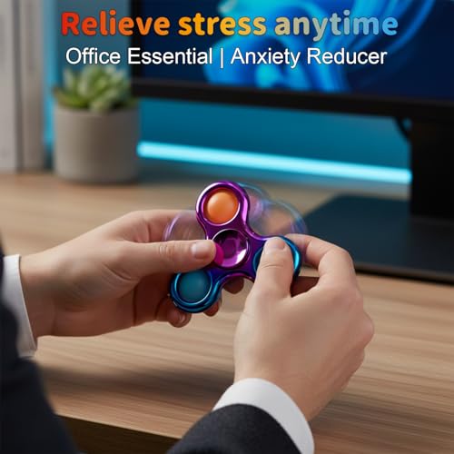 Figrol Fidget Spinner 3 Pack – Pop Fidget Toys for Stress Relief and Focus