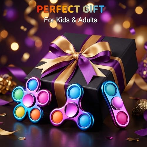 Figrol Fidget Spinner 3 Pack – Pop Fidget Toys for Stress Relief and Focus