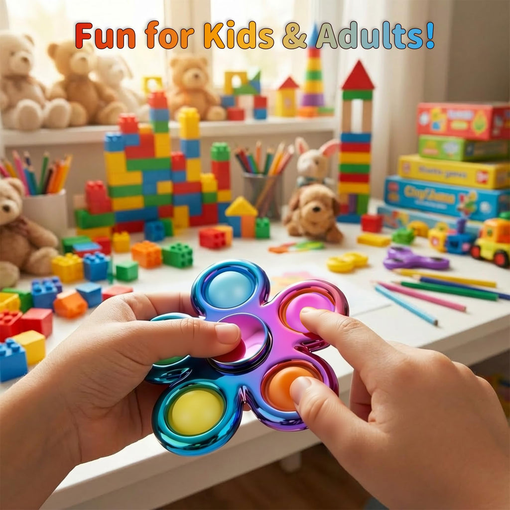 Figrol Fidget Spinner 3 Pack – Pop Fidget Toys for Stress Relief and Focus