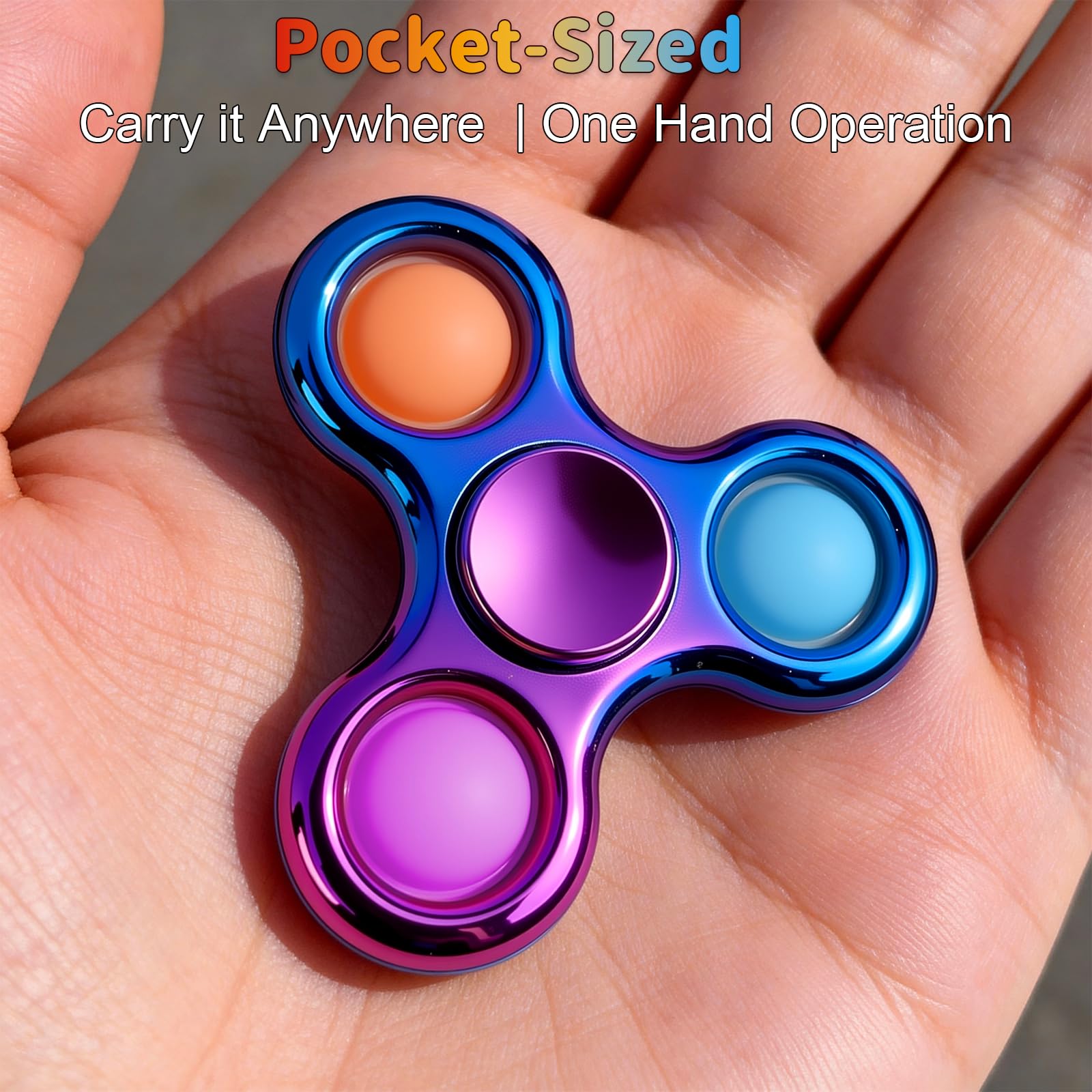 Figrol Fidget Spinner 3 Pack – Pop Fidget Toys for Stress Relief and Focus