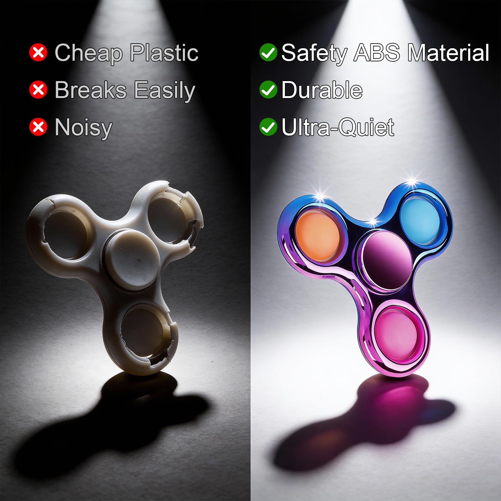 Figrol Fidget Spinner 3 Pack – Pop Fidget Toys for Stress Relief and Focus