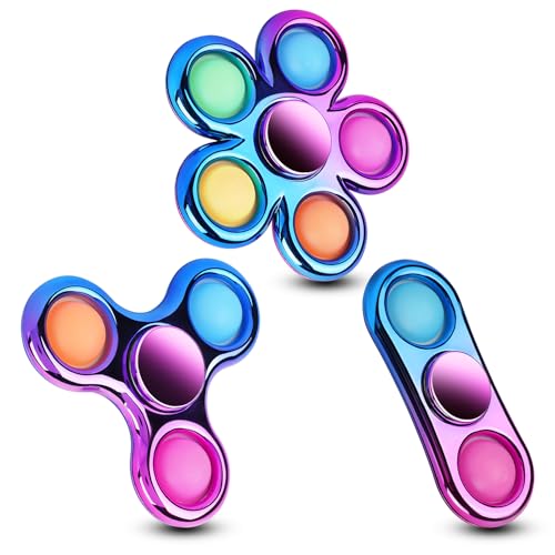 Figrol Fidget Spinner 3 Pack – Pop Fidget Toys for Stress Relief and Focus