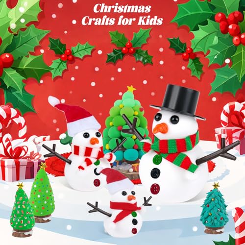 FIIOEOY 24-Pack Christmas Clay Kit: Build a Snowman & Decorate a Tree - Air Dry Clay Craft Set for Kids Ages 3+