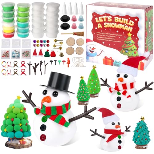 FIIOEOY 24-Pack Christmas Clay Kit: Build a Snowman & Decorate a Tree - Air Dry Clay Craft Set for Kids Ages 3+