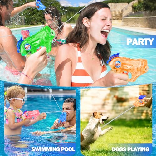 Fikamd 4-Pack Mini Water Guns for Kids – 6.8 oz Capacity, 20-23ft Range, Safe ABS Plastic