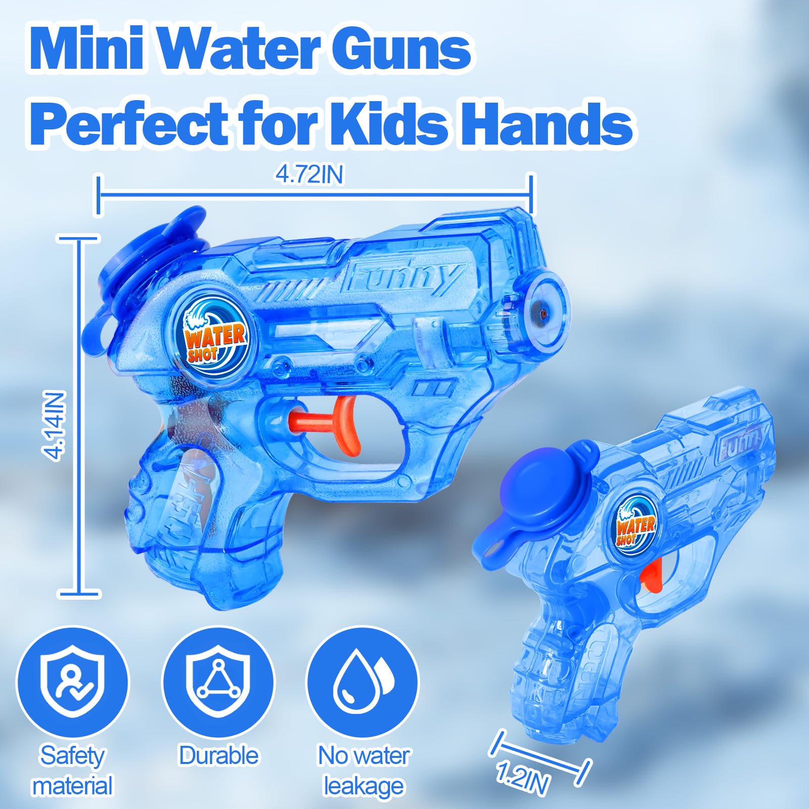 Fikamd 4-Pack Mini Water Guns for Kids – 6.8 oz Capacity, 20-23ft Range, Safe ABS Plastic