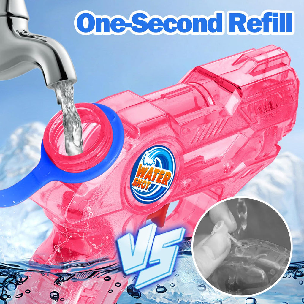 Fikamd 4-Pack Mini Water Guns for Kids – 6.8 oz Capacity, 20-23ft Range, Safe ABS Plastic