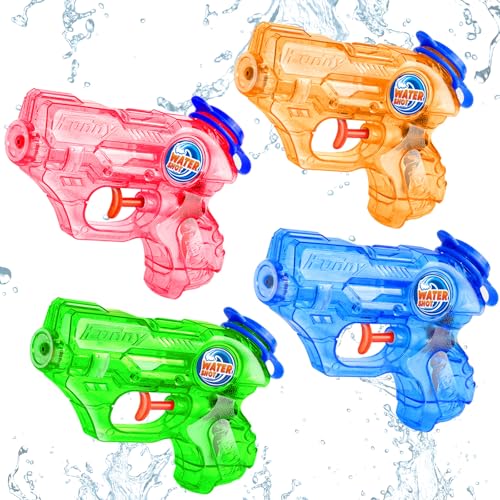 Fikamd 4-Pack Mini Water Guns for Kids – 6.8 oz Capacity, 20-23ft Range, Safe ABS Plastic