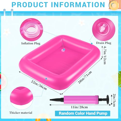 FillTouch Rectangular Inflatable Pool Drink Holder – Pink, Large, with Built-In Tray