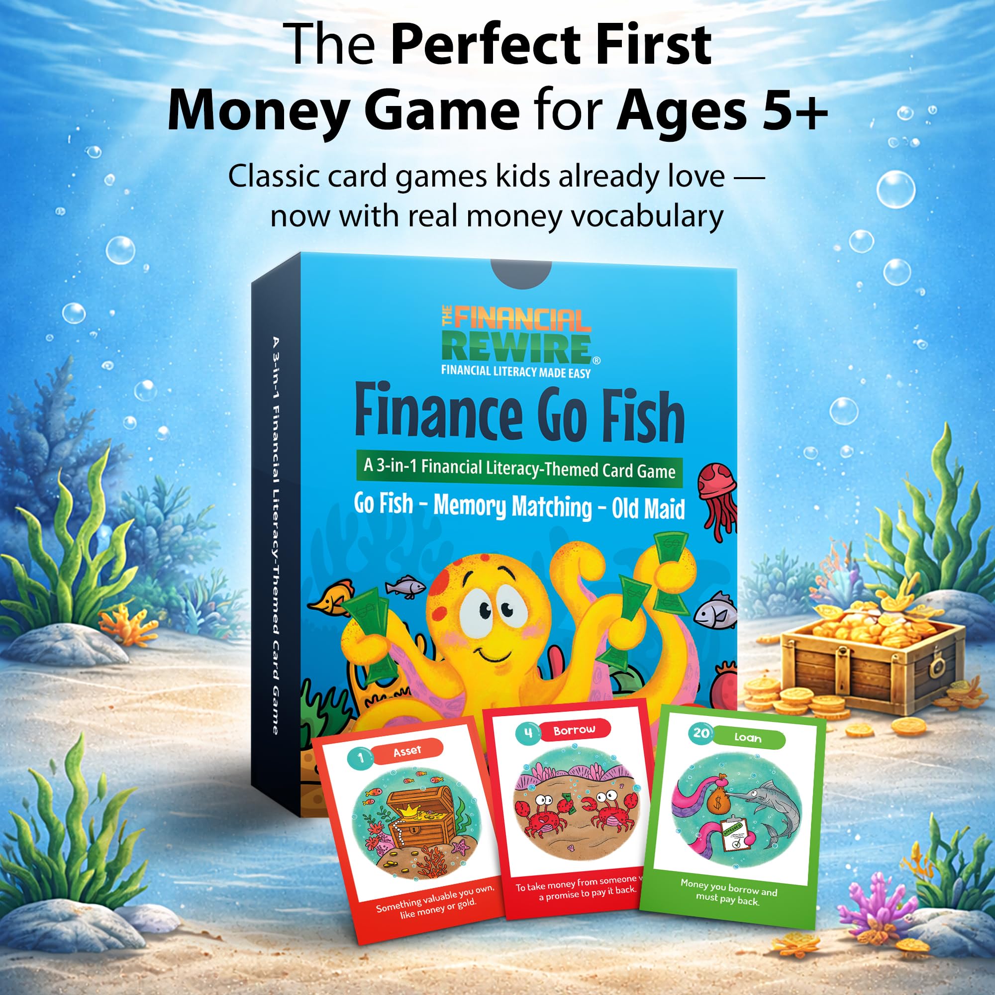 Finance Go Fish – 3-in-1 Financial Literacy Card Game for Kids Ages 5–12