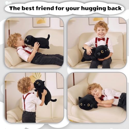 Finebee Weighted Black Cat Plush – Soft, Cute, 9.8 Inches, 0.8 lbs – Great Gift for Kids & Adults
