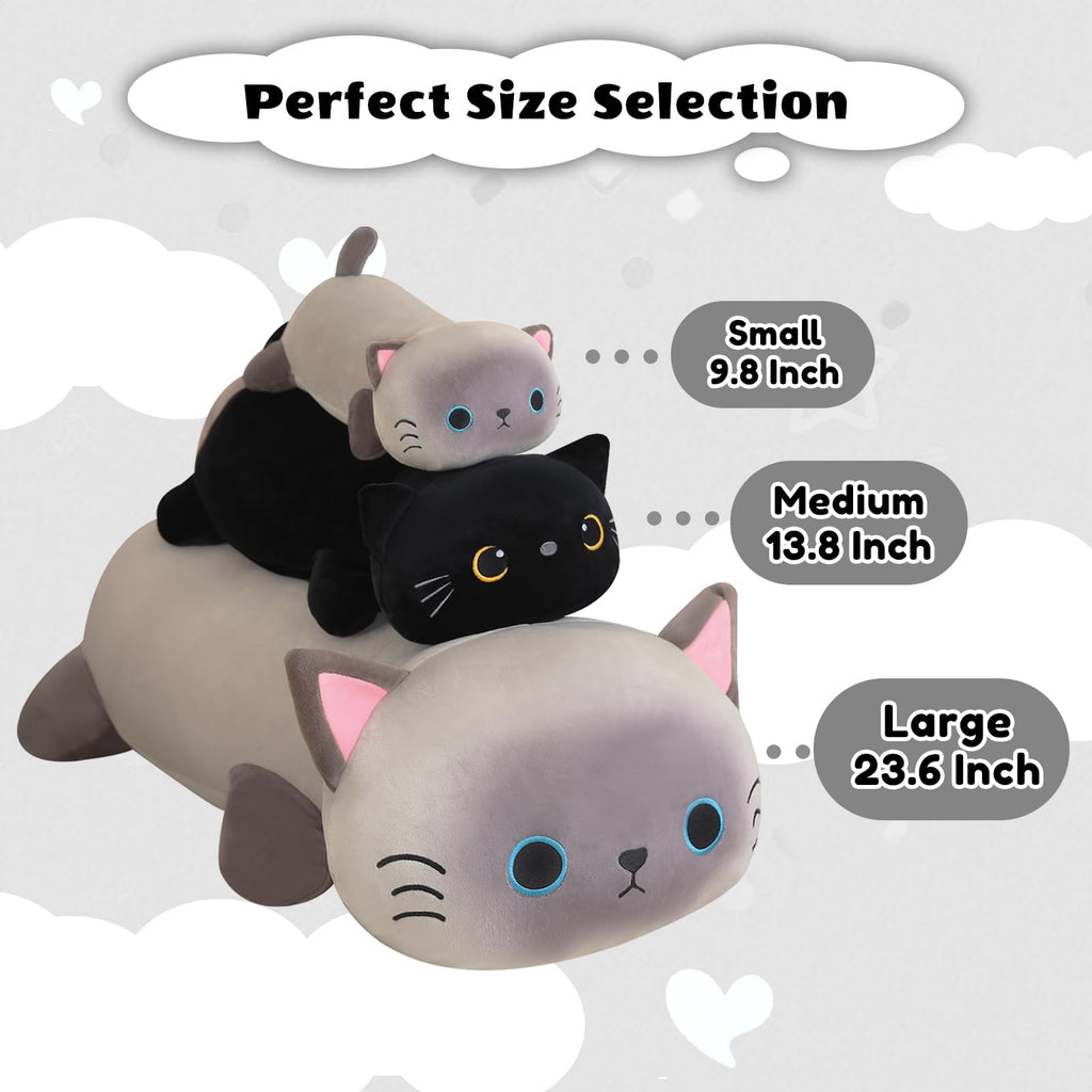Finebee Weighted Black Cat Plush – Soft, Cute, 9.8 Inches, 0.8 lbs – Great Gift for Kids & Adults