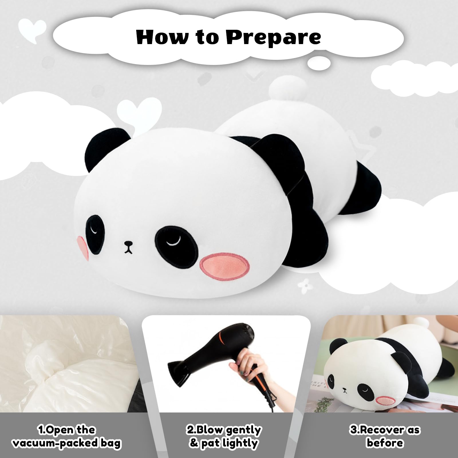 Finebee Weighted Panda Stuffed Animal 9.8 Inch - Soft Comfort Plush Toy for Kids and Adults