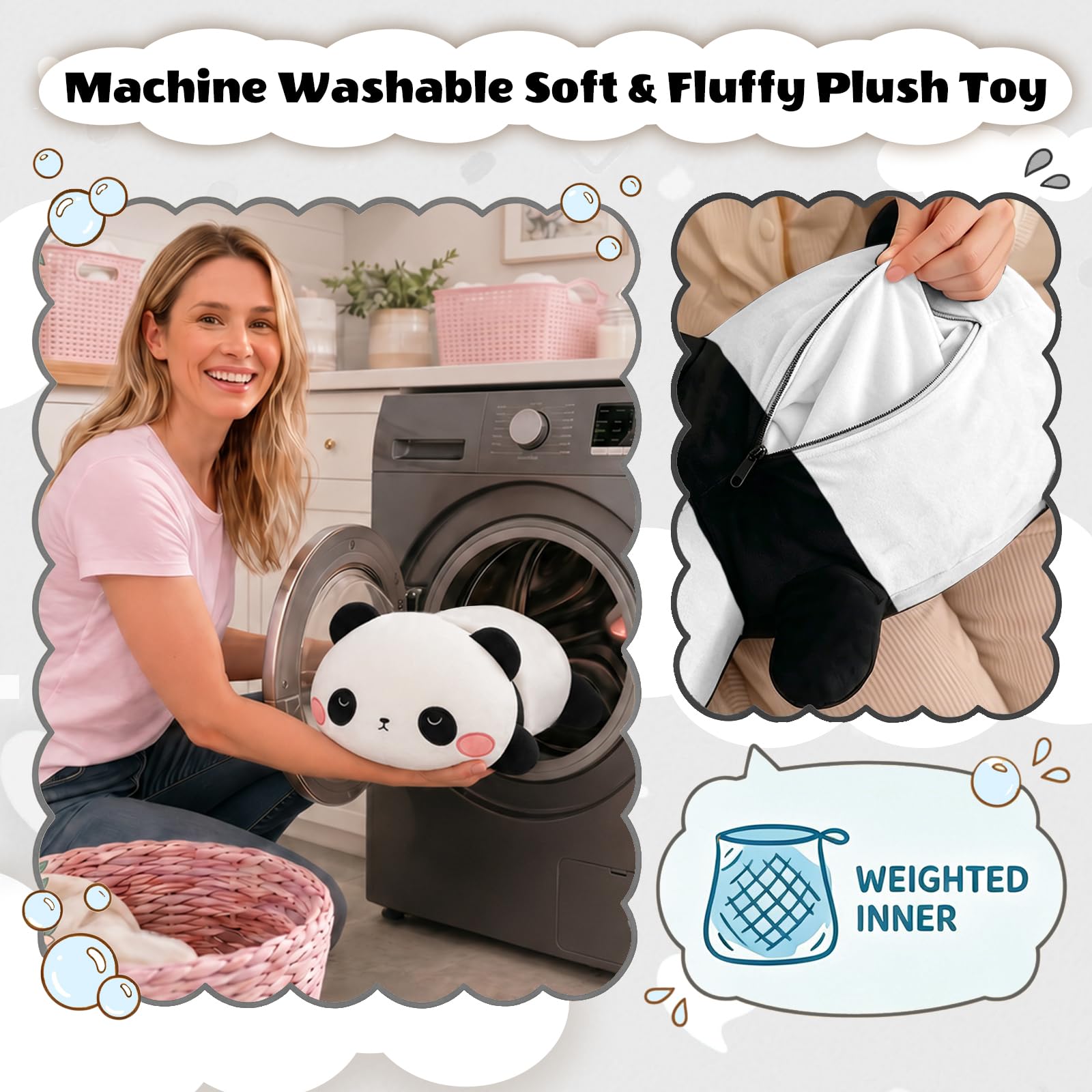 Finebee Weighted Panda Stuffed Animal 9.8 Inch - Soft Comfort Plush Toy for Kids and Adults