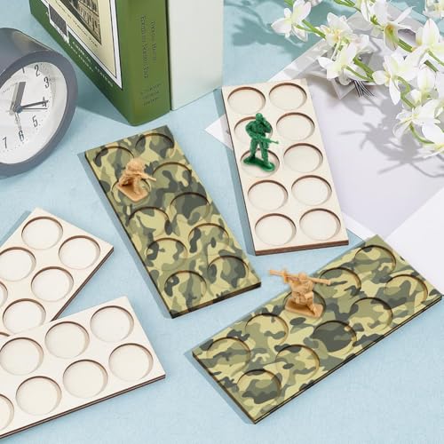 FINGERINSPIRE 5 Pack 10-Hole War Unit Tray for 25mm Bases – Wooden Rectangle Formation Movement Trays