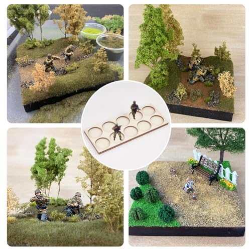 FINGERINSPIRE 5 Pack 10-Hole War Unit Tray for 25mm Bases – Wooden Rectangle Formation Movement Trays
