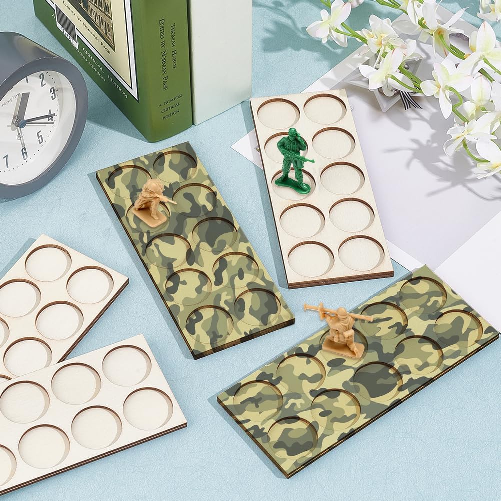 FINGERINSPIRE 5 Pack 10-Hole War Unit Tray for 25mm Bases – Wooden Rectangle Formation Movement Trays