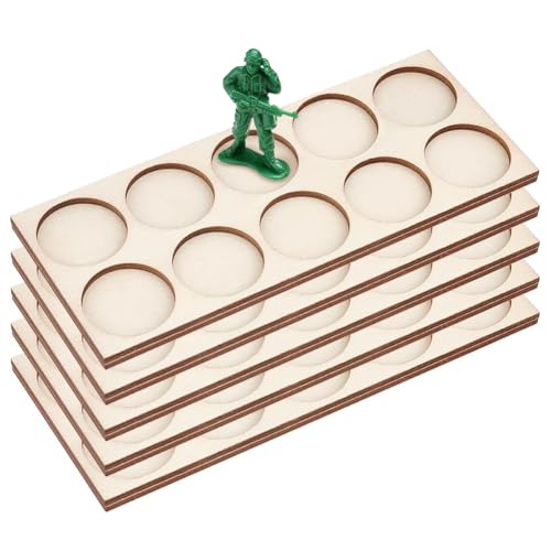 FINGERINSPIRE 5 Pack 10-Hole War Unit Tray for 25mm Bases – Wooden Rectangle Formation Movement Trays
