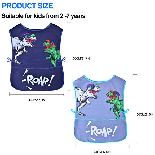 Fiodrimy Kids Art Smock – Waterproof Painting Apron with Pockets for Ages 2-7