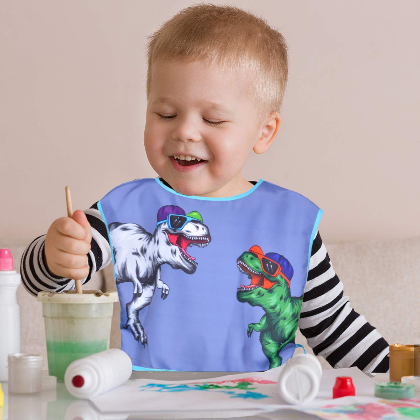 Fiodrimy Kids Art Smock – Waterproof Painting Apron with Pockets for Ages 2-7