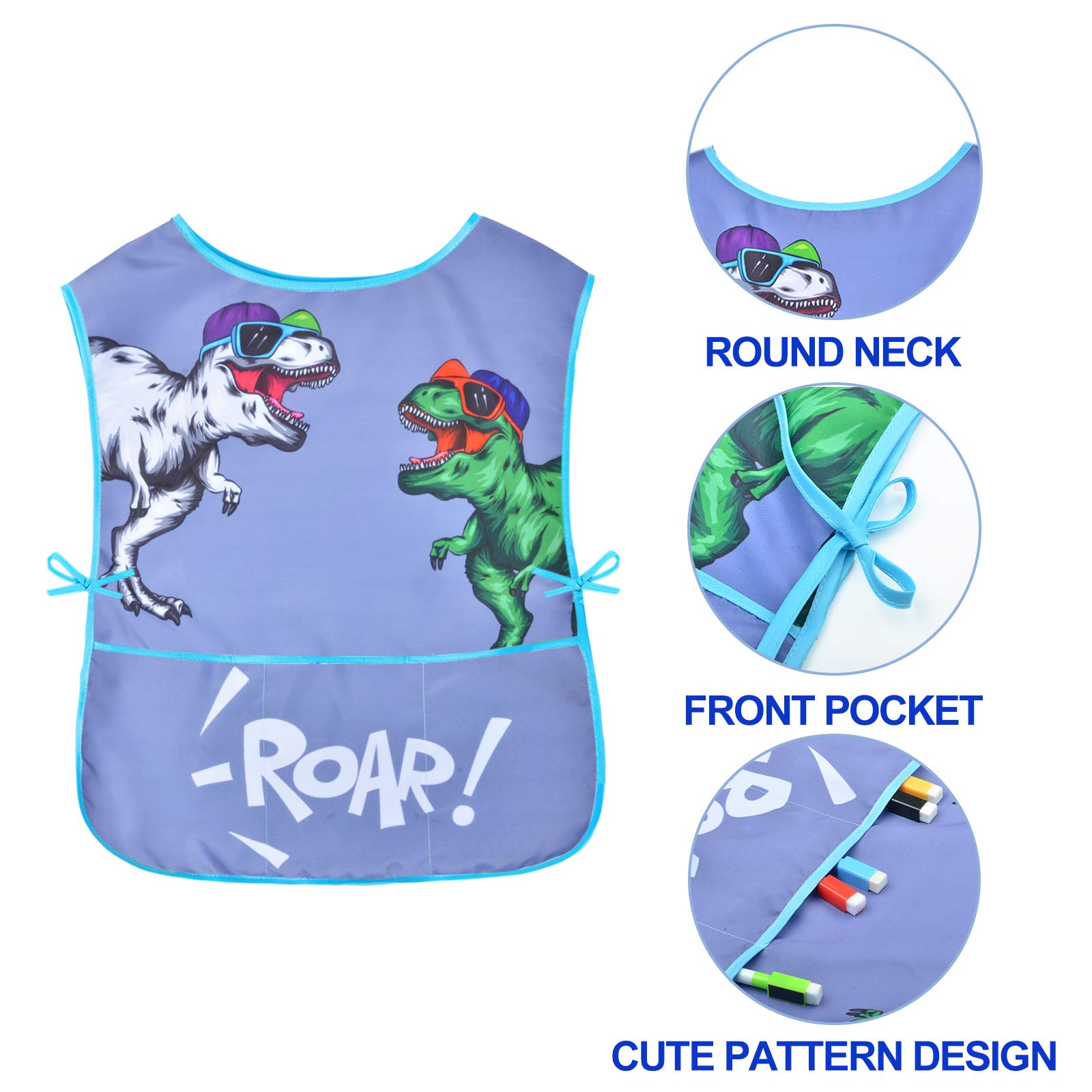 Fiodrimy Kids Art Smock – Waterproof Painting Apron with Pockets for Ages 2-7