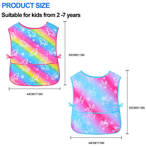 Fiodrimy Waterproof Art Smock for Toddlers and Kids – Sleeveless Painting Apron with Pockets, Ages 2-7