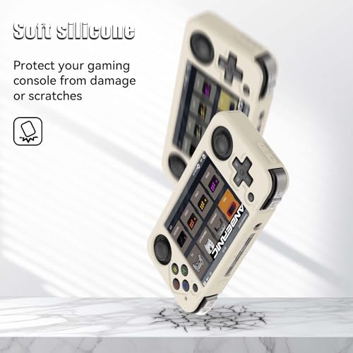 FIOPAZ Silicone Case for Anbernic RG35XX H – Off White Protective Skin with Lanyard
