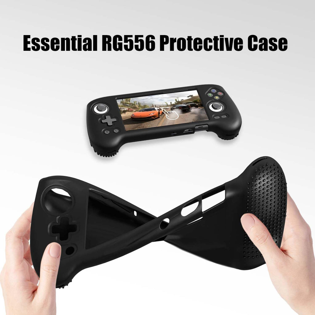 FIOPAZ Silicone Case for Anbernic RG556 – Soft, Washable Protective Cover with Anti-Slip Back and Lanyard