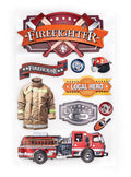 Firefighter Themed Die-Cut Sticker Sheet with Foil Accents and Foam Dimension – Paper House Productions