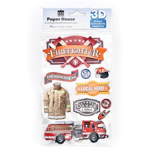 Firefighter Themed Die-Cut Sticker Sheet with Foil Accents and Foam Dimension – Paper House Productions