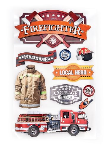 Firefighter Themed Die-Cut Sticker Sheet with Foil Accents and Foam Dimension – Paper House Productions