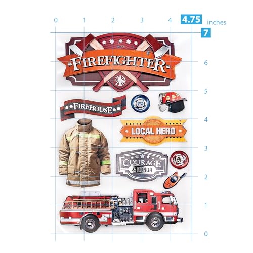 Firefighter Themed Die-Cut Sticker Sheet with Foil Accents and Foam Dimension – Paper House Productions