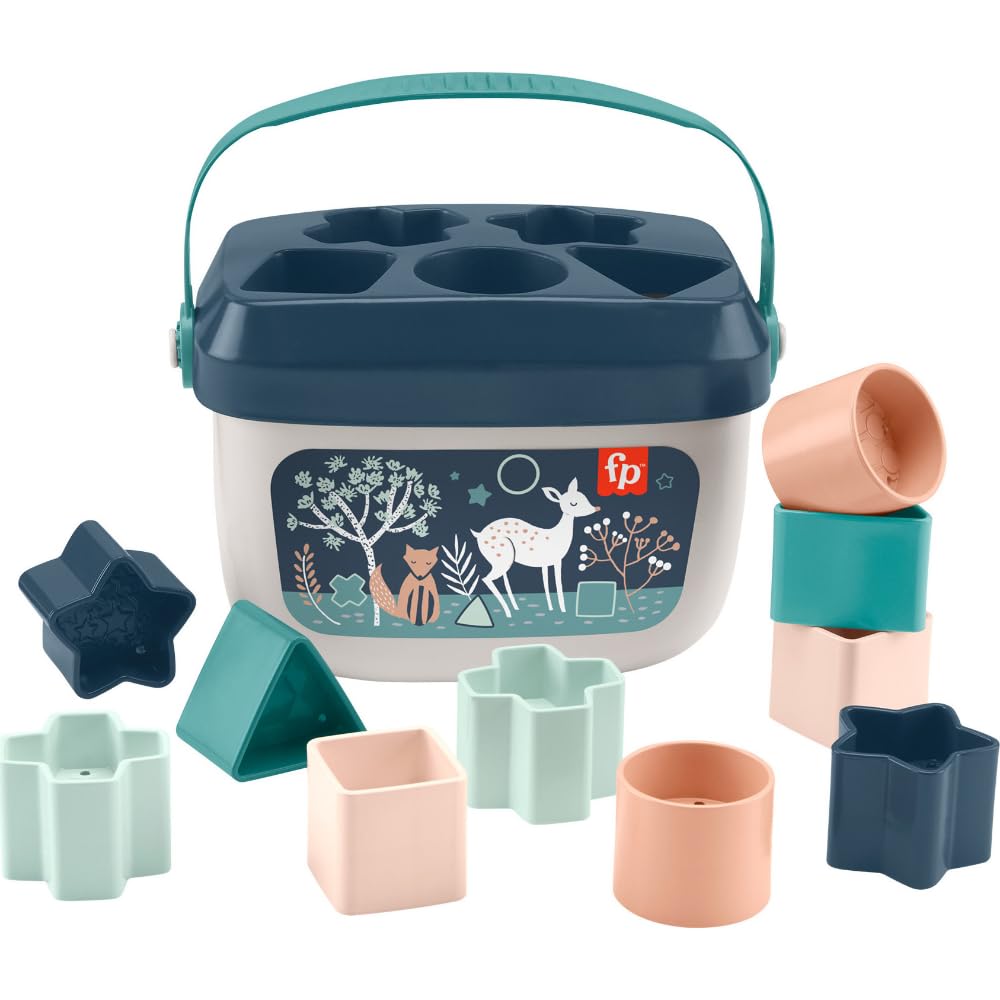 Fisher-Price Baby's First Blocks: 10-Piece Stacking and Sorting Set (Navy Fawn, Amazon Exclusive)