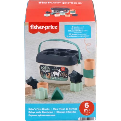 Fisher-Price Baby's First Blocks: 10-Piece Stacking and Sorting Set (Navy Fawn, Amazon Exclusive)