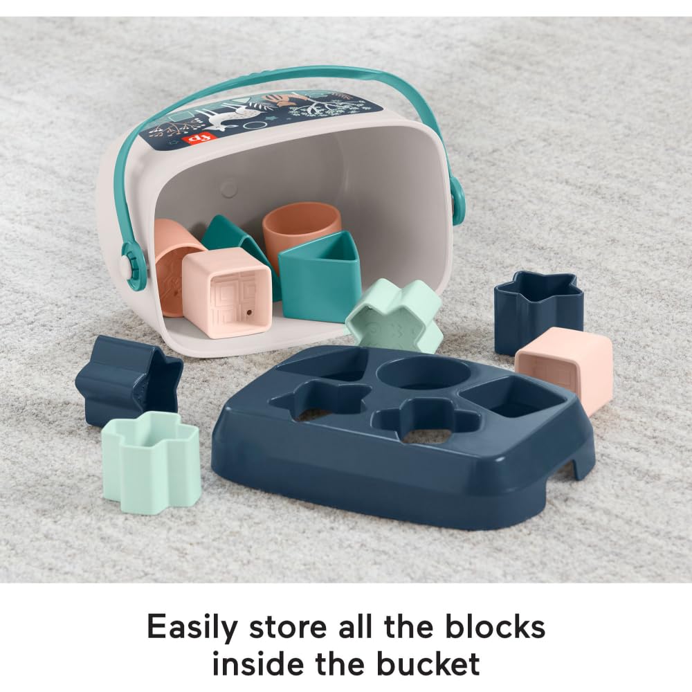 Fisher-Price Baby's First Blocks: 10-Piece Stacking and Sorting Set (Navy Fawn, Amazon Exclusive)