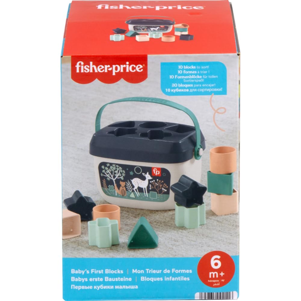 Fisher-Price Baby's First Blocks: 10-Piece Stacking and Sorting Set (Navy Fawn, Amazon Exclusive)