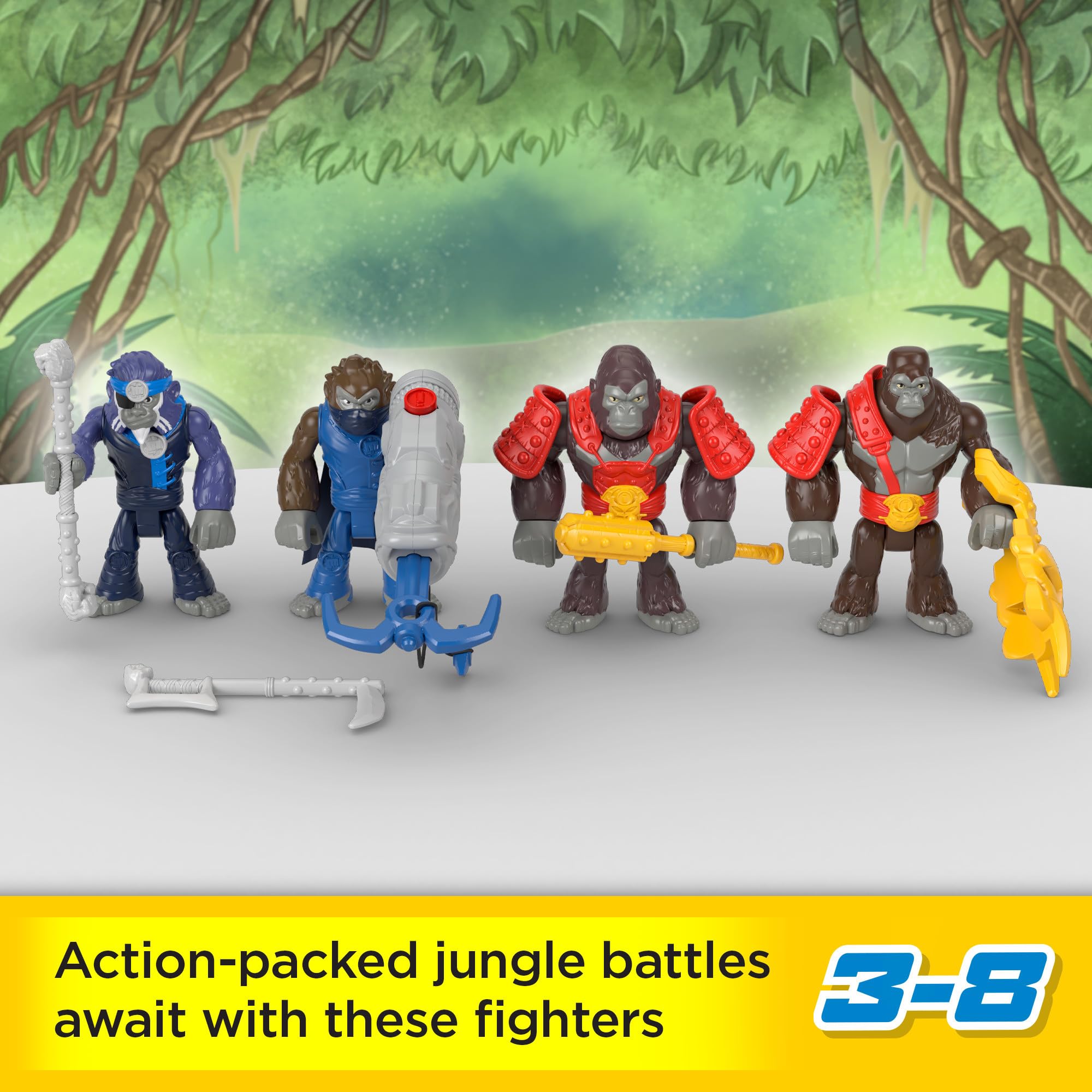 Fisher-Price Imaginext Boss Level Army Pack – 9-Piece Monkey & Gorilla Battle Set