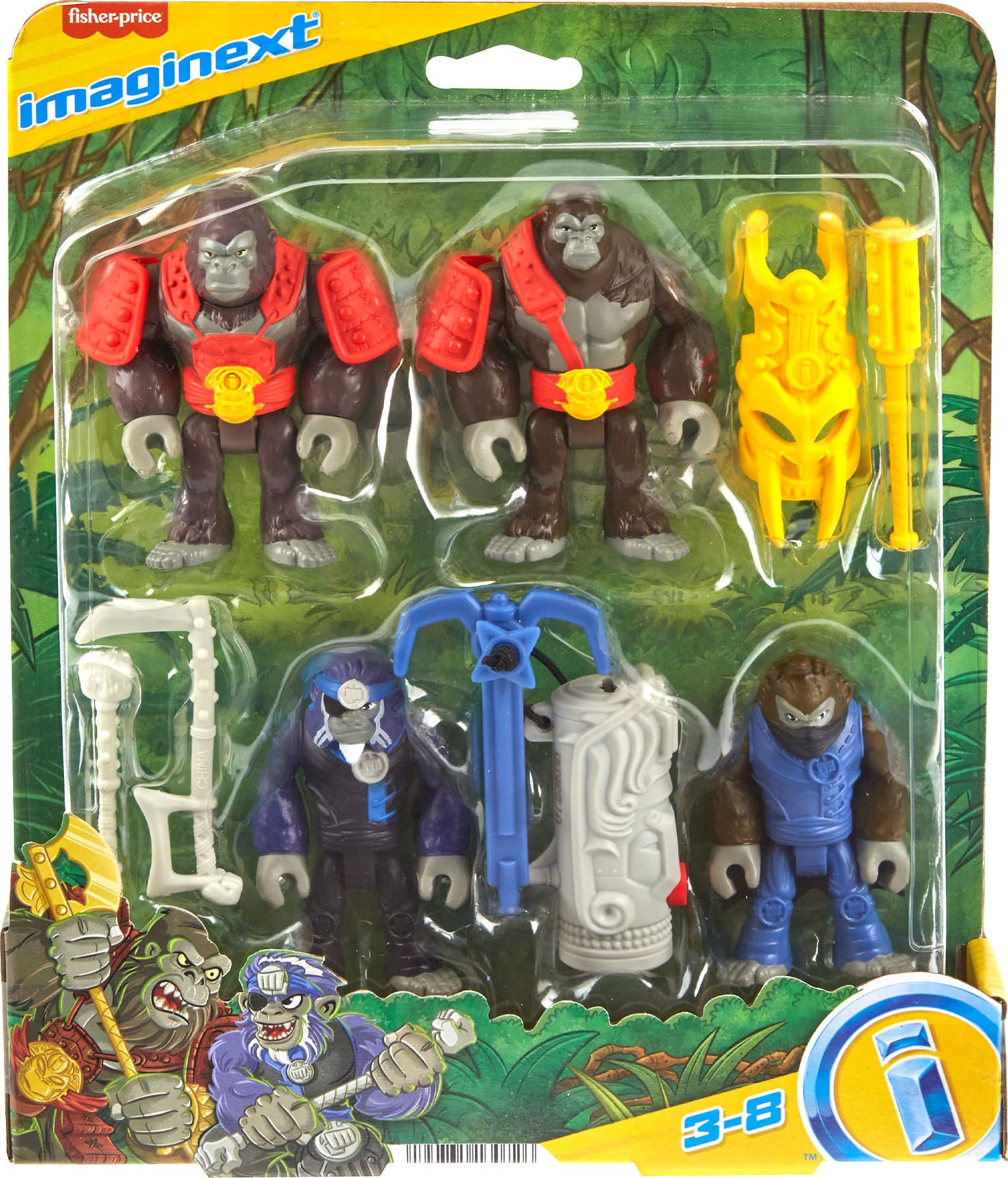 Fisher-Price Imaginext Boss Level Army Pack – 9-Piece Monkey & Gorilla Battle Set