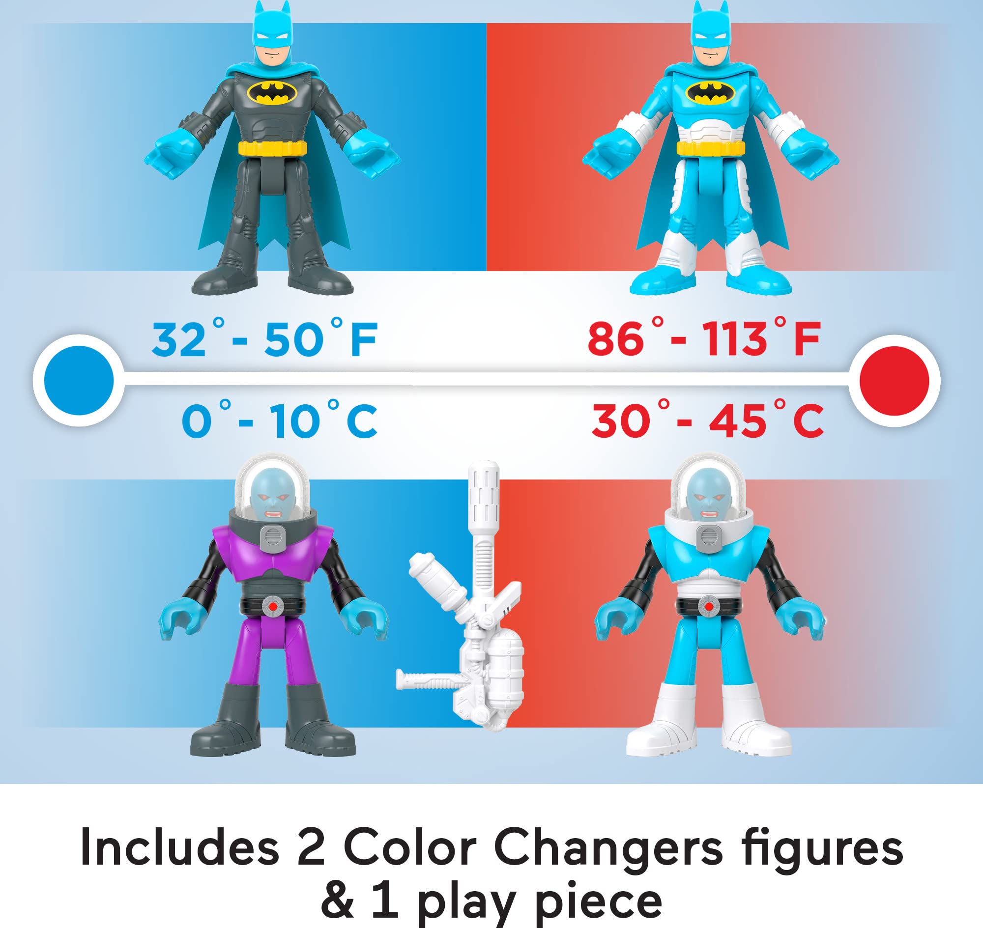 Fisher-Price Imaginext DC Super Friends Batman & Mr. Freeze Color Changers Toy Figures Set for Kids Ages 3-8
