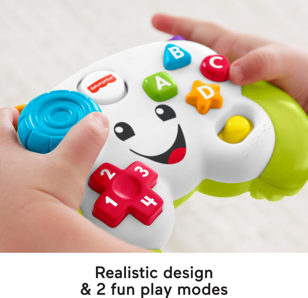 Fisher-Price Laugh & Learn Game & Learn Controller – Pretend Video Game Toy with Lights, Music & Multilingual Songs for Babies 6+ Months