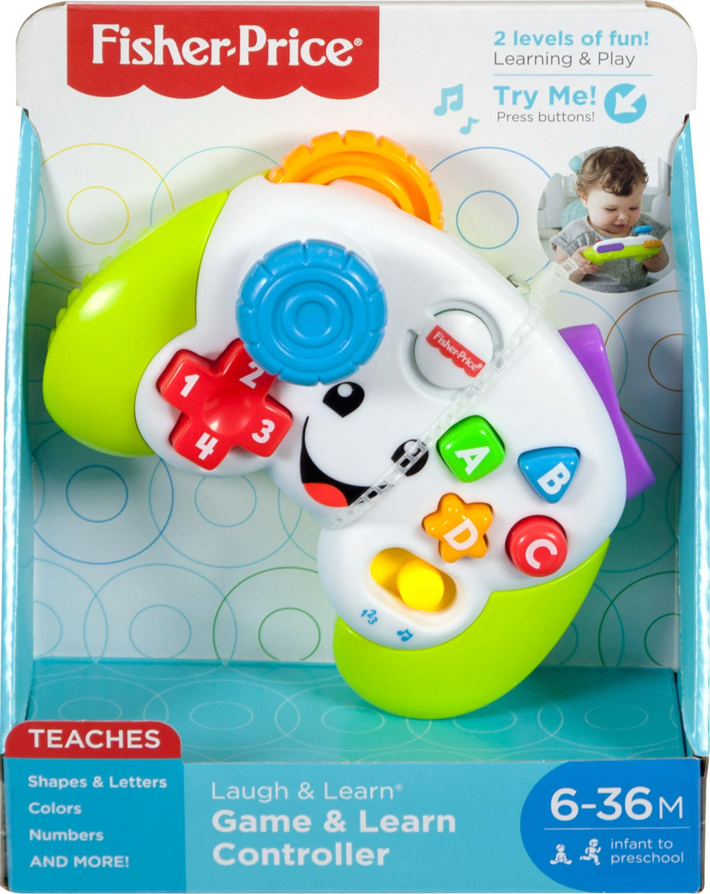 Fisher-Price Laugh & Learn Game & Learn Controller – Pretend Video Game Toy with Lights, Music & Multilingual Songs for Babies 6+ Months