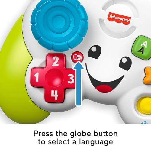 Fisher-Price Laugh & Learn Game & Learn Controller – Pretend Video Game Toy with Lights, Music & Multilingual Songs for Babies 6+ Months