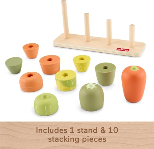 Fisher-Price Wood Toddler Veggie Stacker – Tiny Garden Sorting Toy for Ages 18+ Months (Amazon Exclusive)