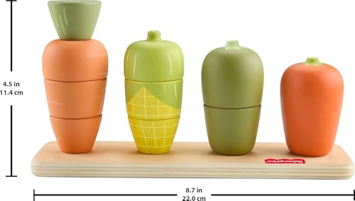 Fisher-Price Wood Toddler Veggie Stacker – Tiny Garden Sorting Toy for Ages 18+ Months (Amazon Exclusive)